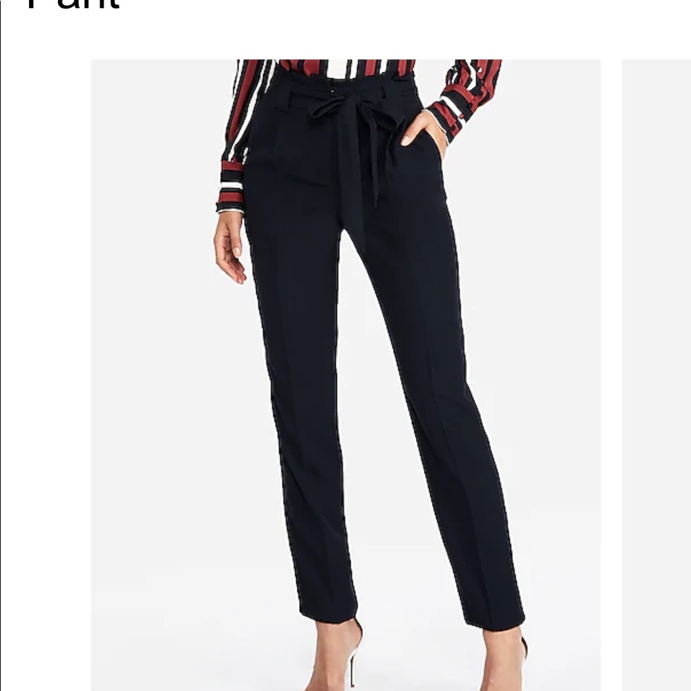 Express high waisted navy paper bag pants